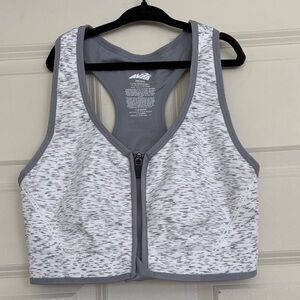 Avia Women's White and Gray Zip-Front Sports Bra